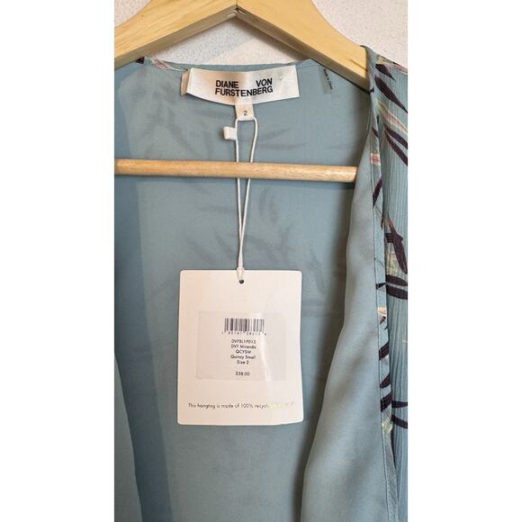 Diane Von Furstenberg Miranda Wrap Cropped Blouse Ruffle Sleeve Size 2 NEW $338 - Picture 7 of 11